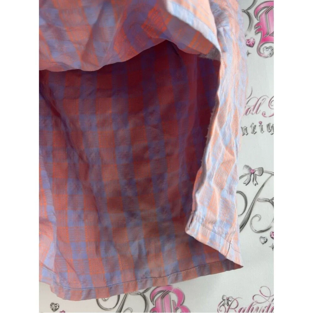 SHEIN skirt checkered orange Pastel Peach & Light Blue lilac Plaid Mini Skirt